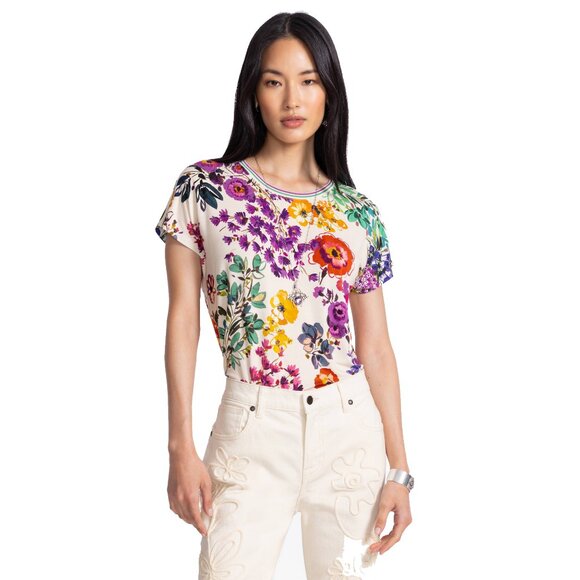 Johnny Was Colorful Floral Short Sleeve Tee - Picture 3 of 7
